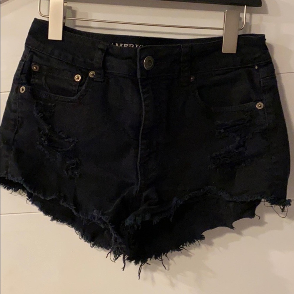 American Eagle distressed black shorts